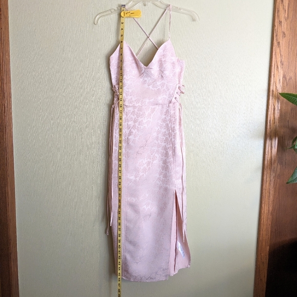 Top Shop Dress Midi Baby Pink Lace Up Corset Satin Jacquard Size 2 - Picture 17 of 17